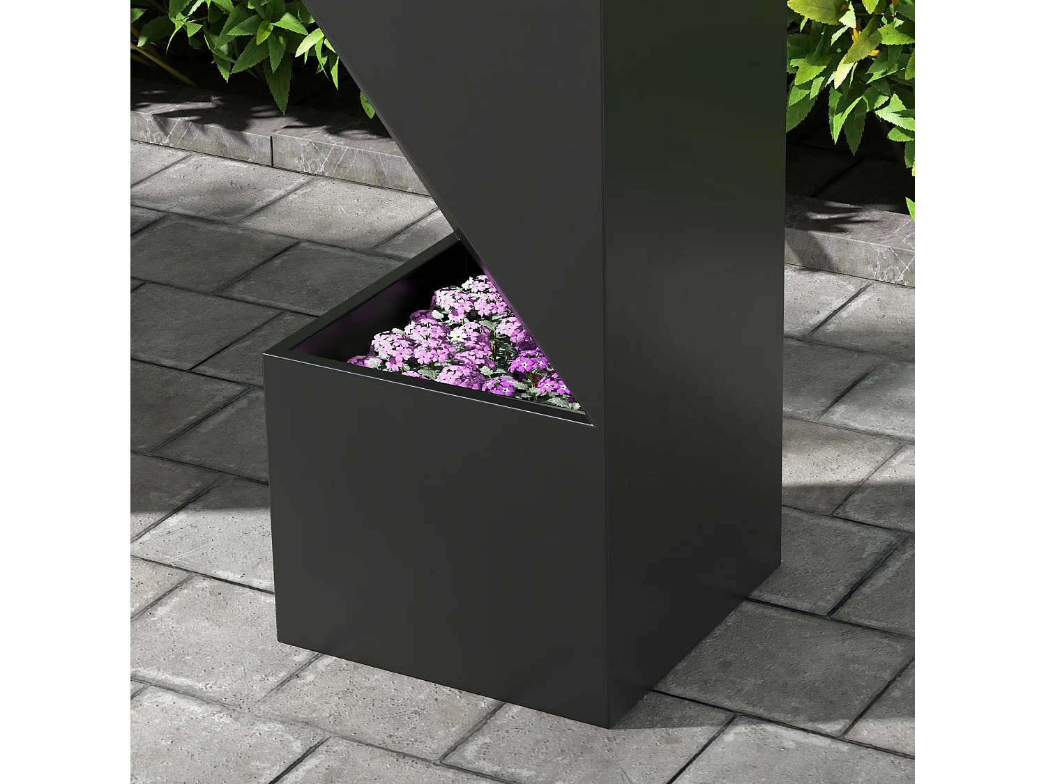 Pots pour plantes d'intérieur 3 zones de plantation trous de drainage métal noir