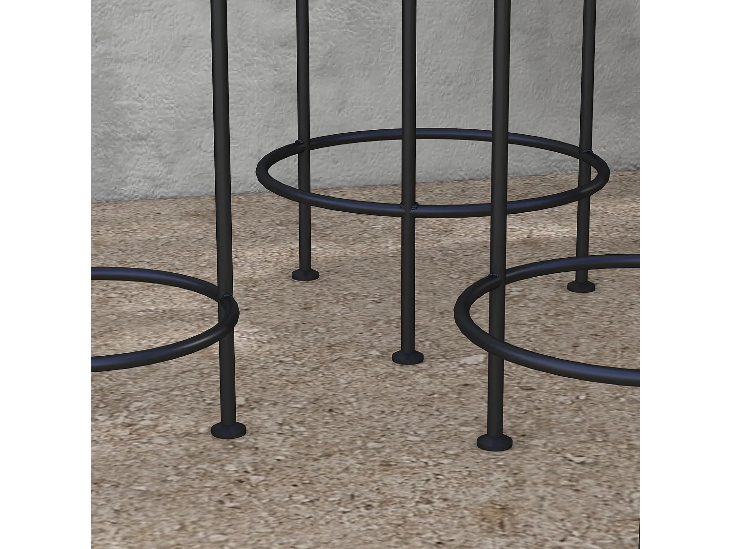 Lot de 3 supports pot de fleurs plateaux aspect rotin métal doré noir