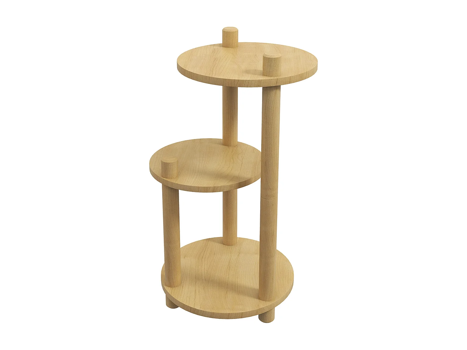 Étagère à fleurs en bois - porte plante bois 3 étagères rondes - dim. 41L x 39l x 68H cm - bois sapin verni