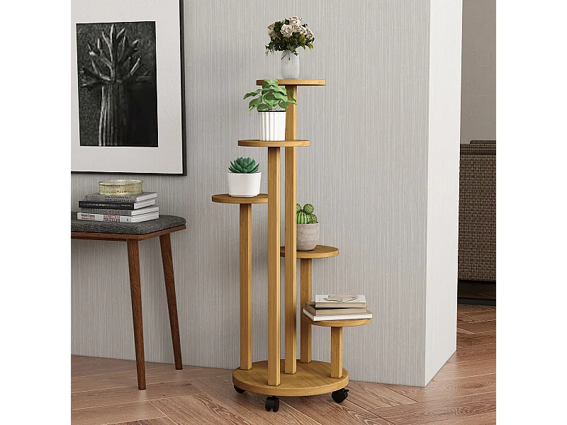 Étagère à plantes support à plantes 5 niveaux bambou