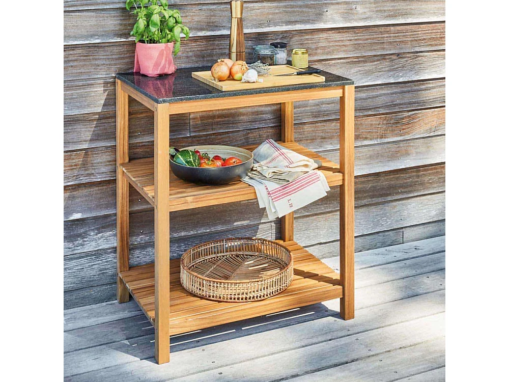 Etagère de rangement cuisine extérieure en acacia Fidji