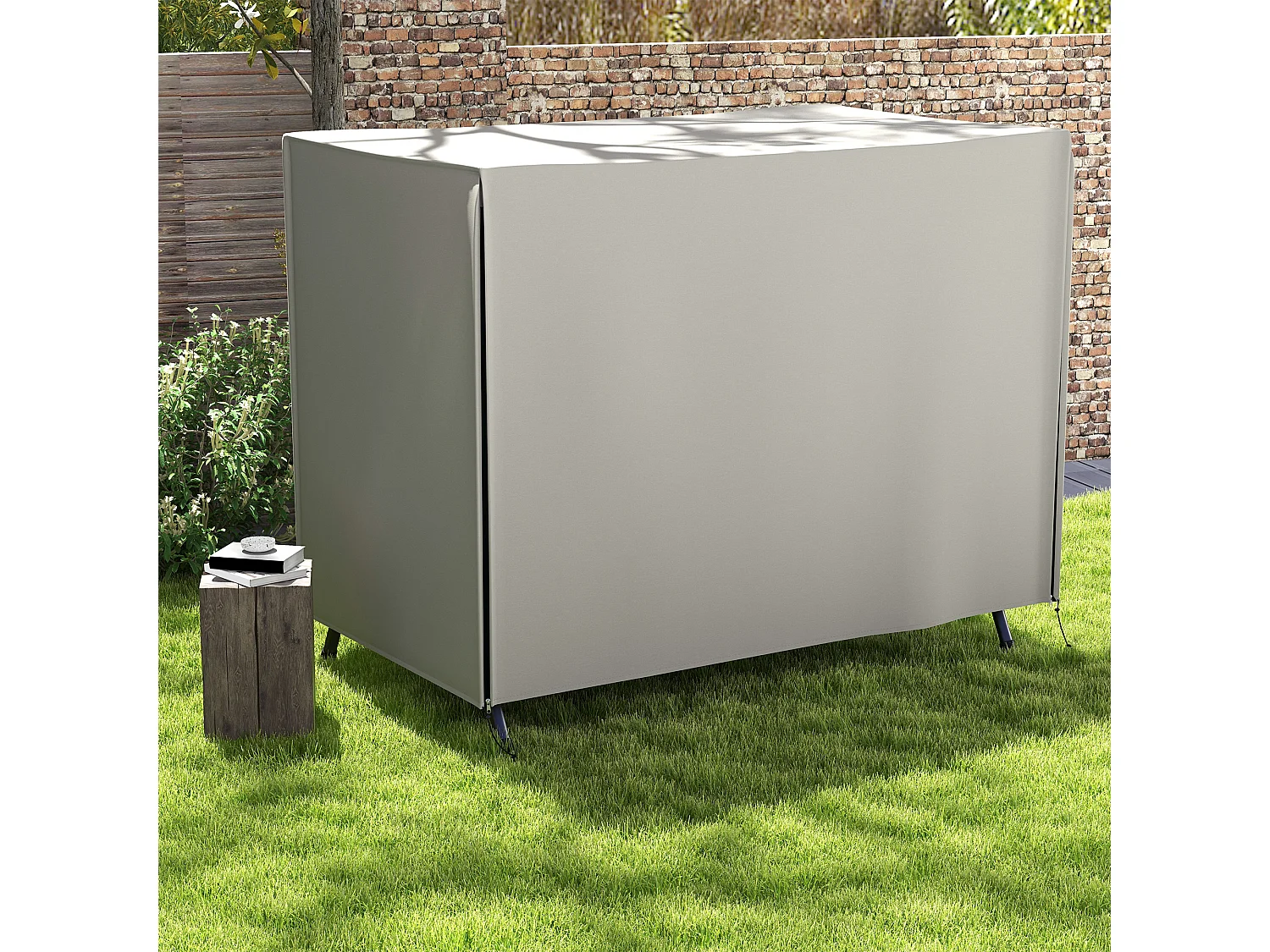 Housse de protection balancelle de jardin 3 places bâche étanche dim. 2,05L x 1,24l x 1,64H m polyester PVC haute densité gris