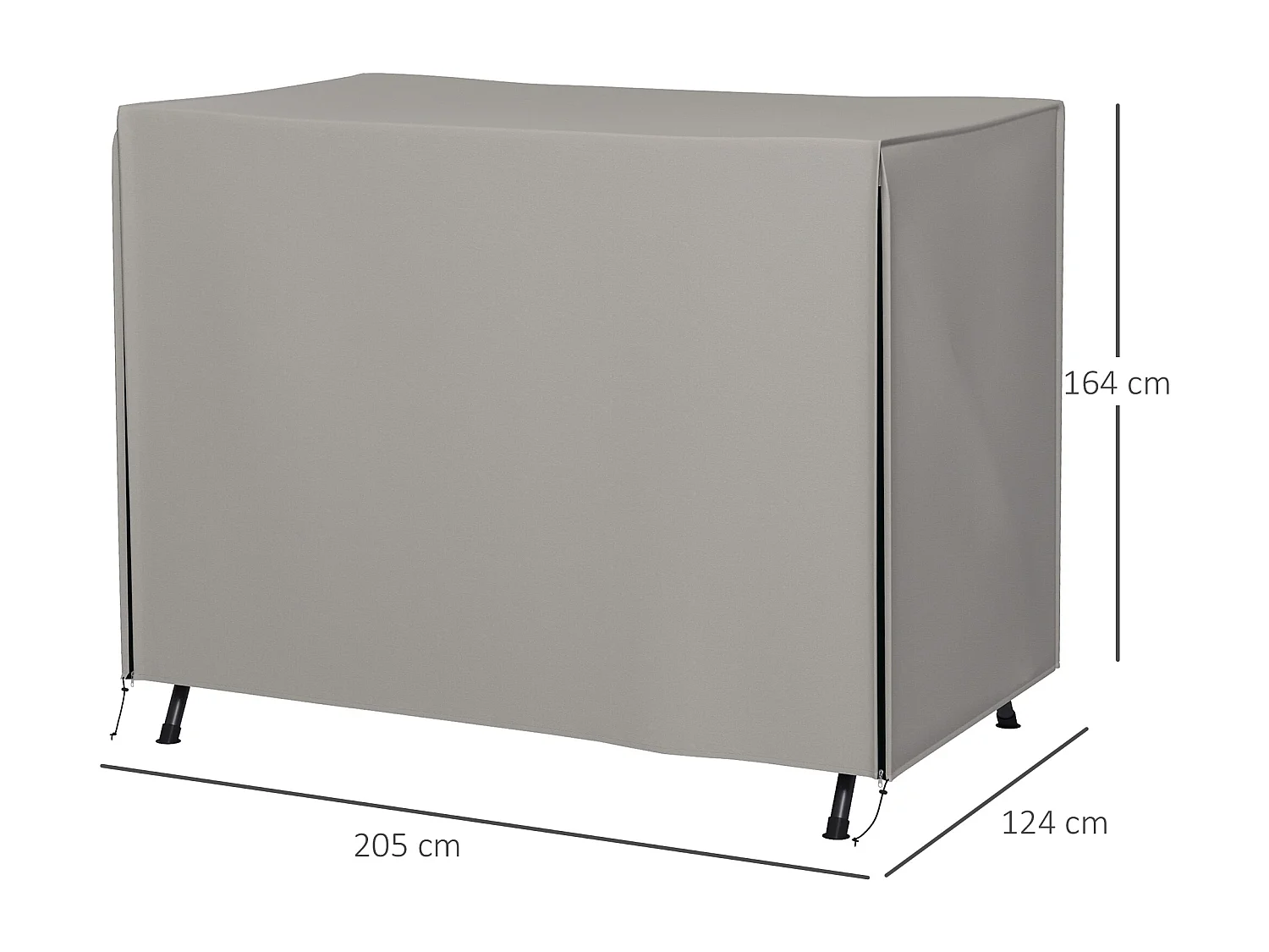 Housse de protection balancelle de jardin 3 places bâche étanche dim. 2,05L x 1,24l x 1,64H m polyester PVC haute densité gris