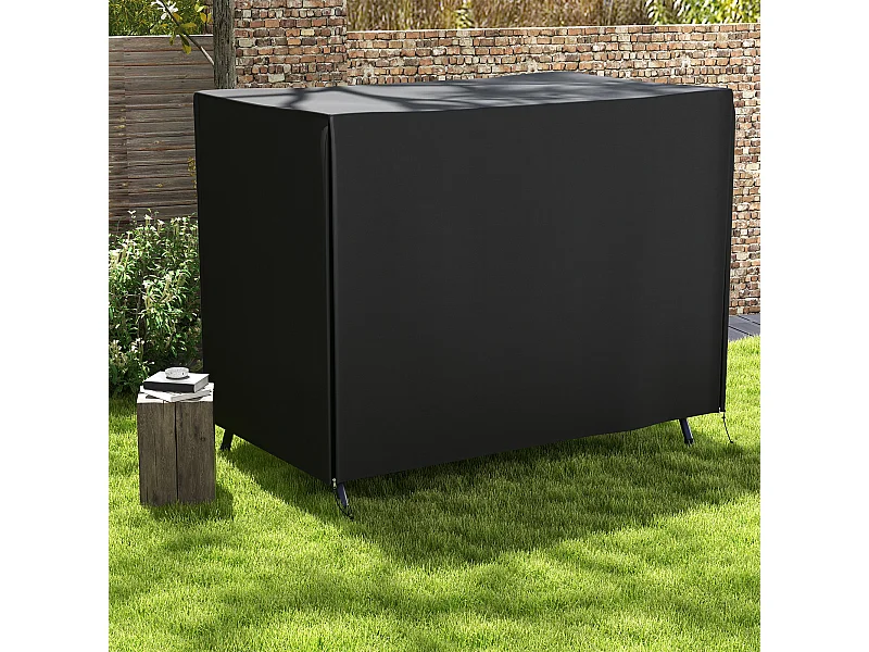 Housse de protection balancelle de jardin 3 places bâche étanche dim. 2,05L x 1,24l x 1,64H m polyester PVC haute densité noir