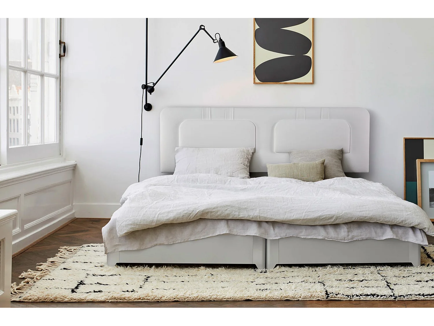 Cabecero de Cama 150 - 160x50x7 BLUME Tapizado Polipiel Color Blanco