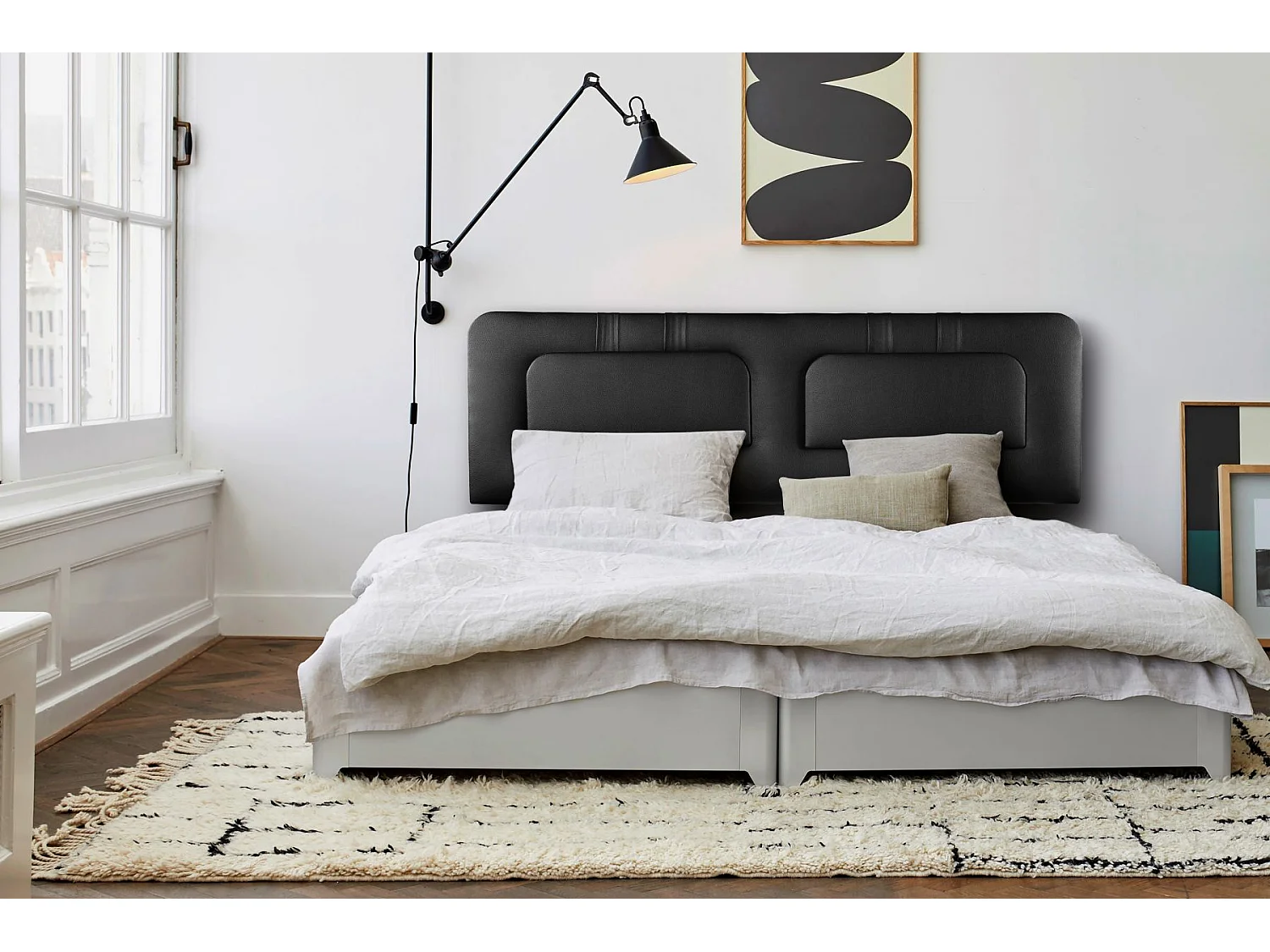 Cabecero de Cama 140 - 145x50x7 BLUME Tapizado Polipiel Color Negro