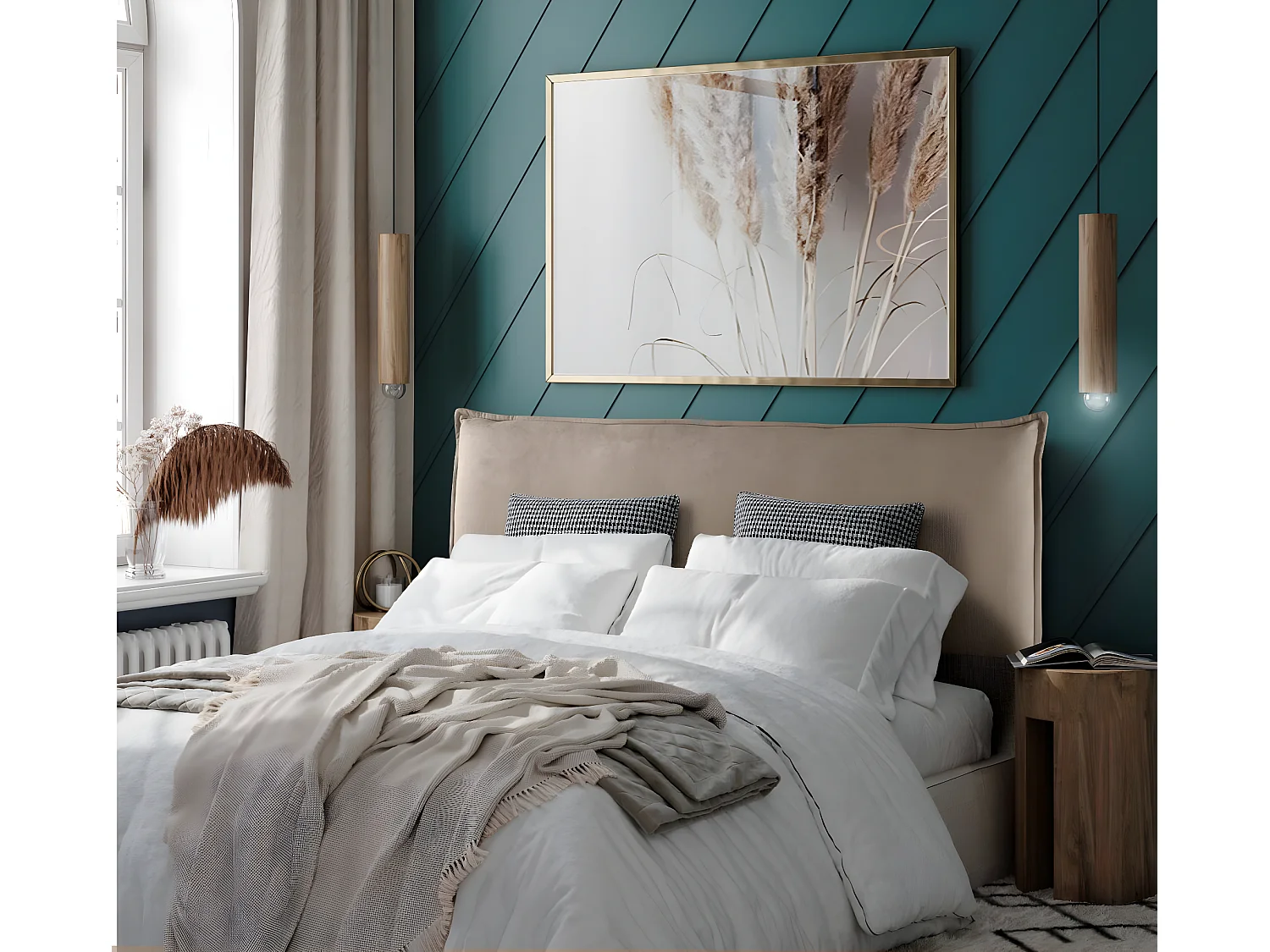 Cabecero de Cama 160 - 160x50x7 AGORA Tapizado Microfibra AquaClean Color Beige