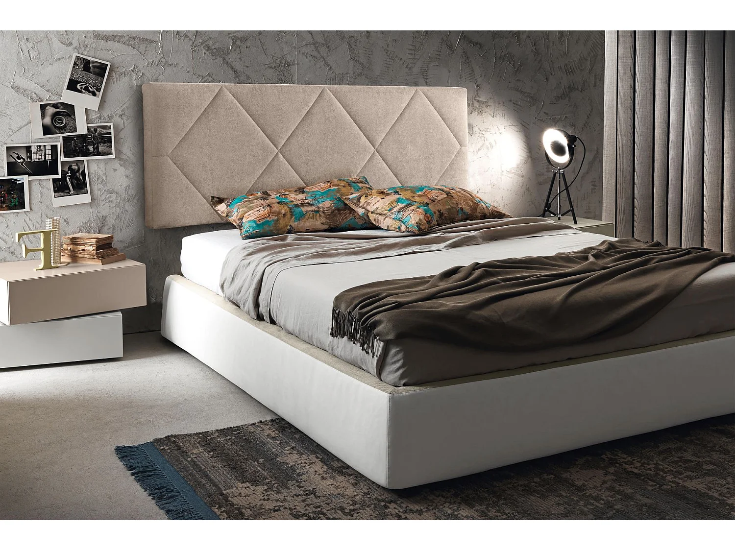 Cabecero de Cama 120 - 145x50x7 SPYGA Tapizado Microfibra AquaClean Color Beige