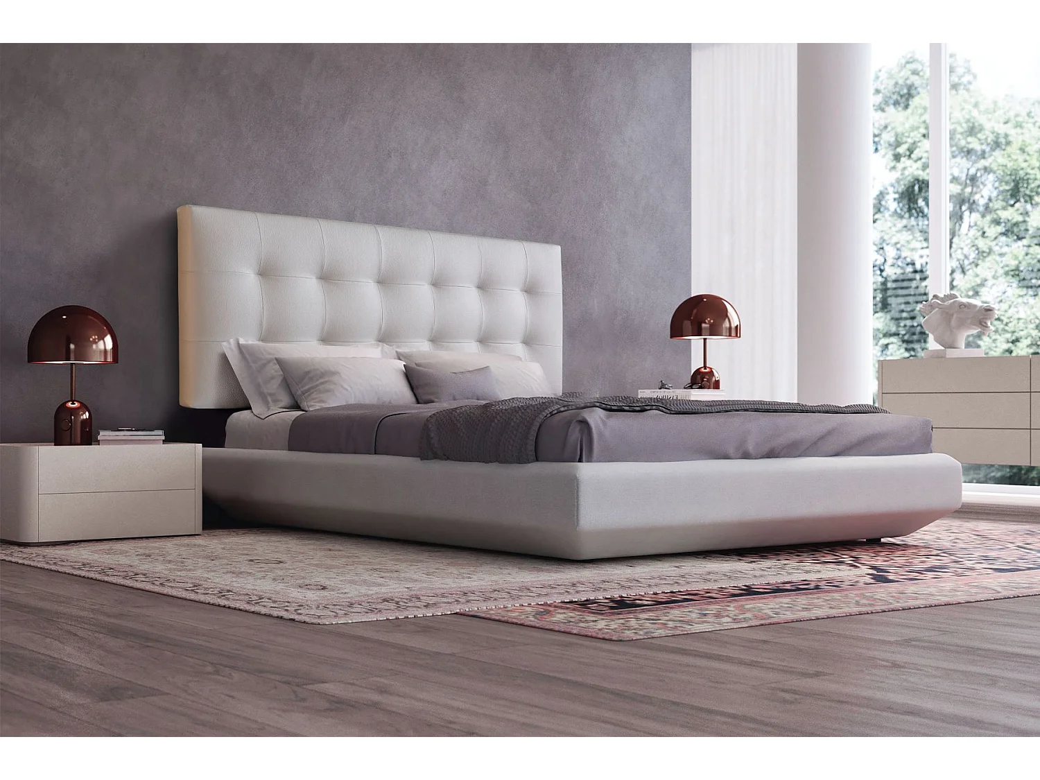 Cabecero de Cama 150 - 160x50x7 VERSALLES Tapizado Polipiel Color Blanco