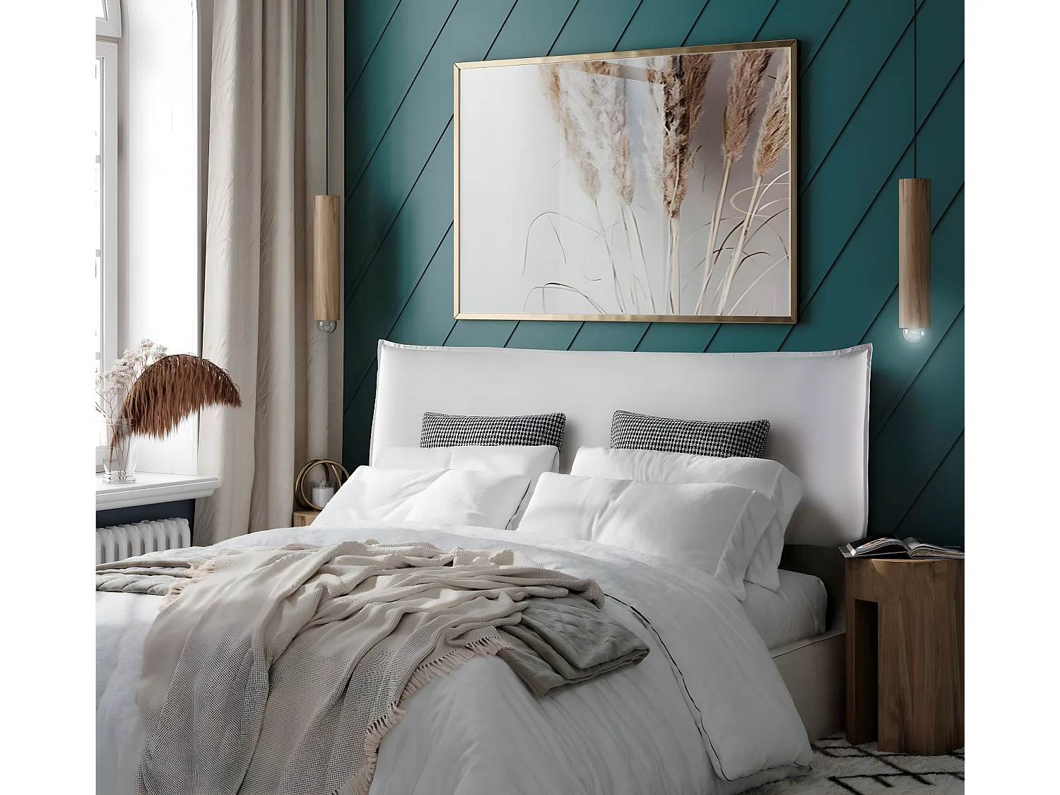 Cabecero de Cama 160 - 160x50x7 AGORA Tapizado Polipiel Color Blanco