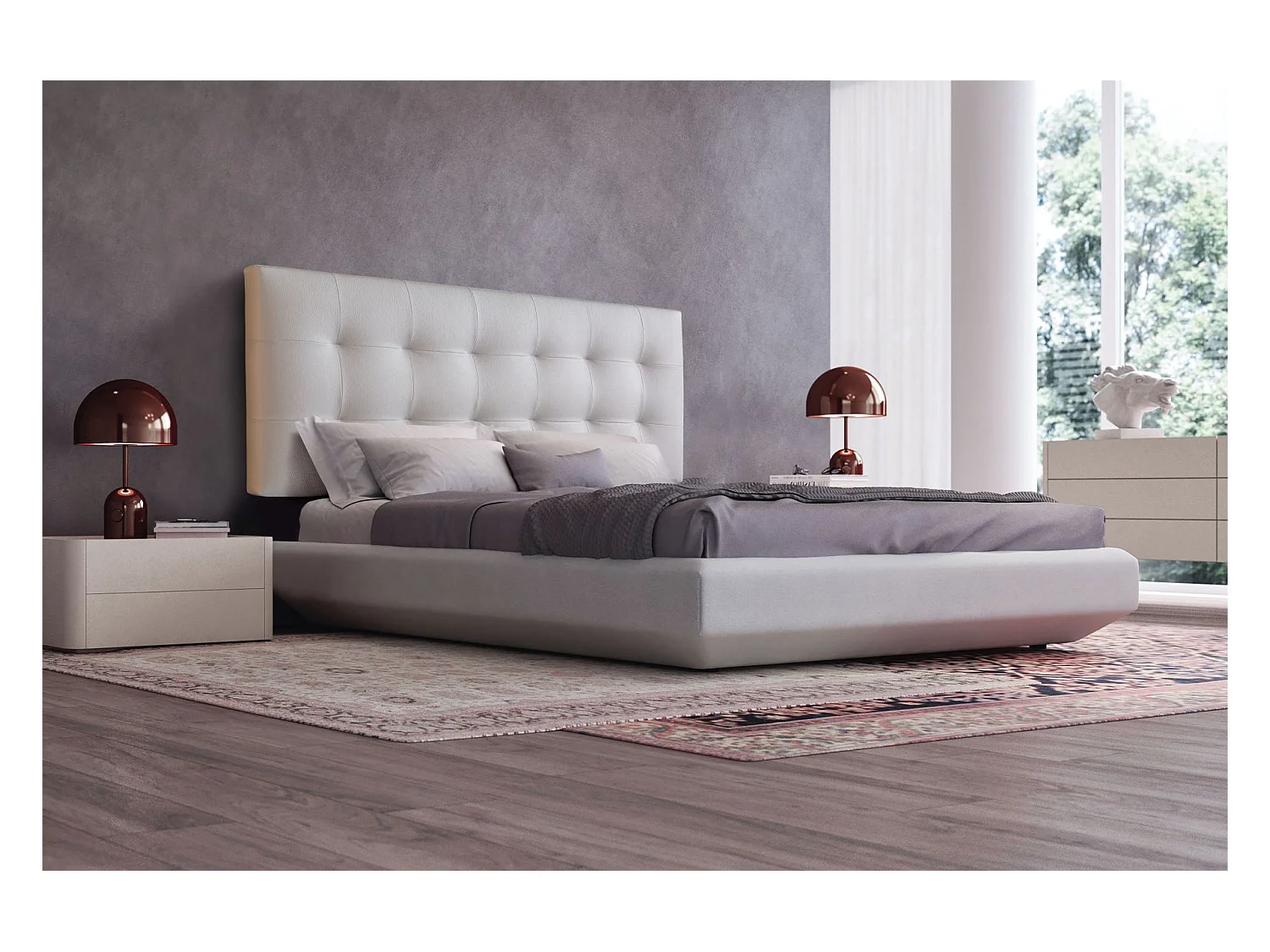 Cabecero de Cama 160 - 160x50x7 VERSALLES Tapizado Polipiel Color Blanco