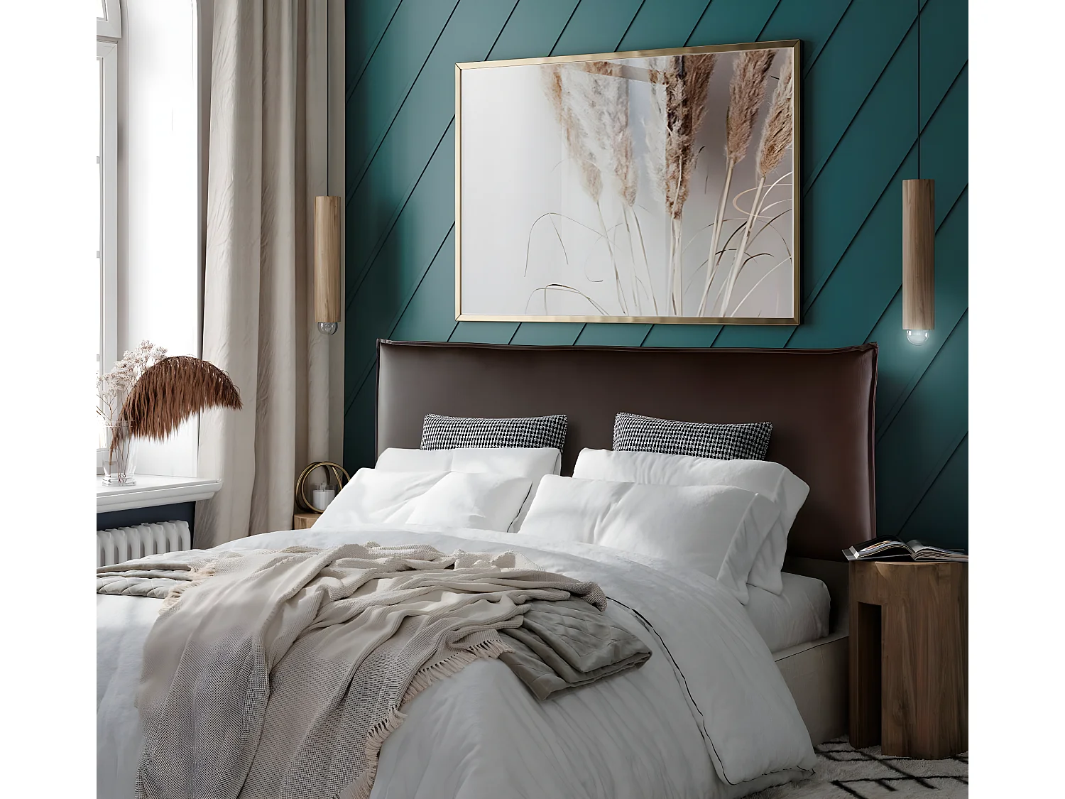 Cabecero de Cama 120 - 145x50x7 AGORA Tapizado Polipiel Color Chocolate