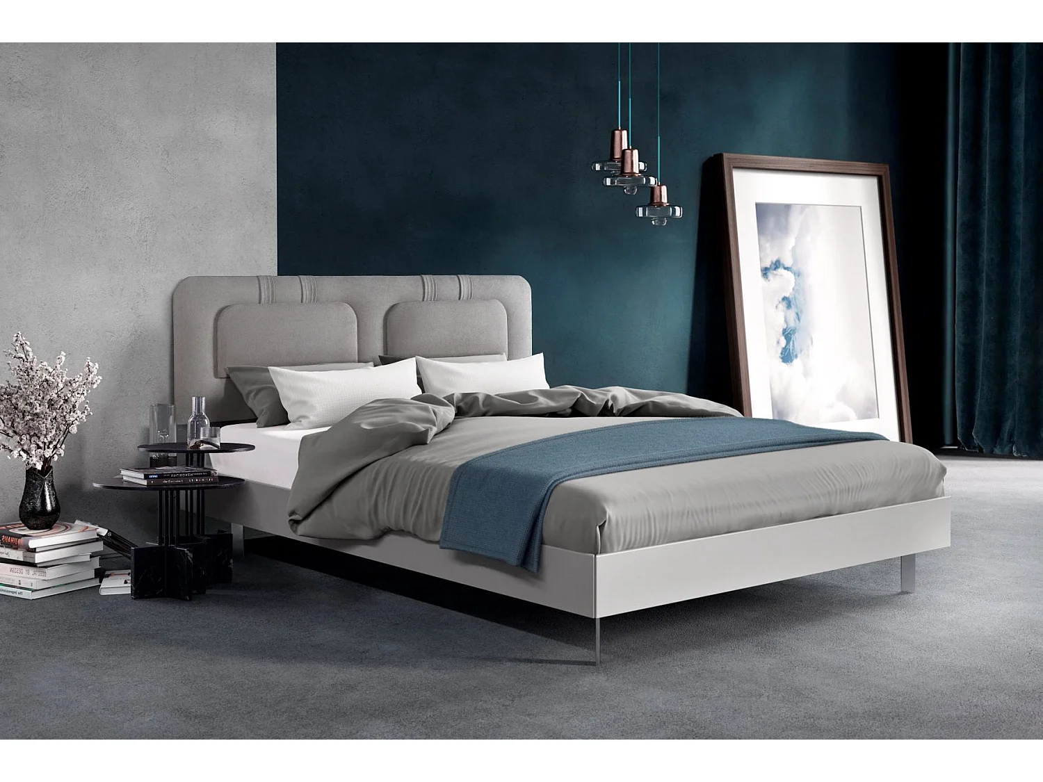 Cabecero de Cama 120 - 145x50x7 BLUME Tapizado Microfibra AquaClean Color Gris