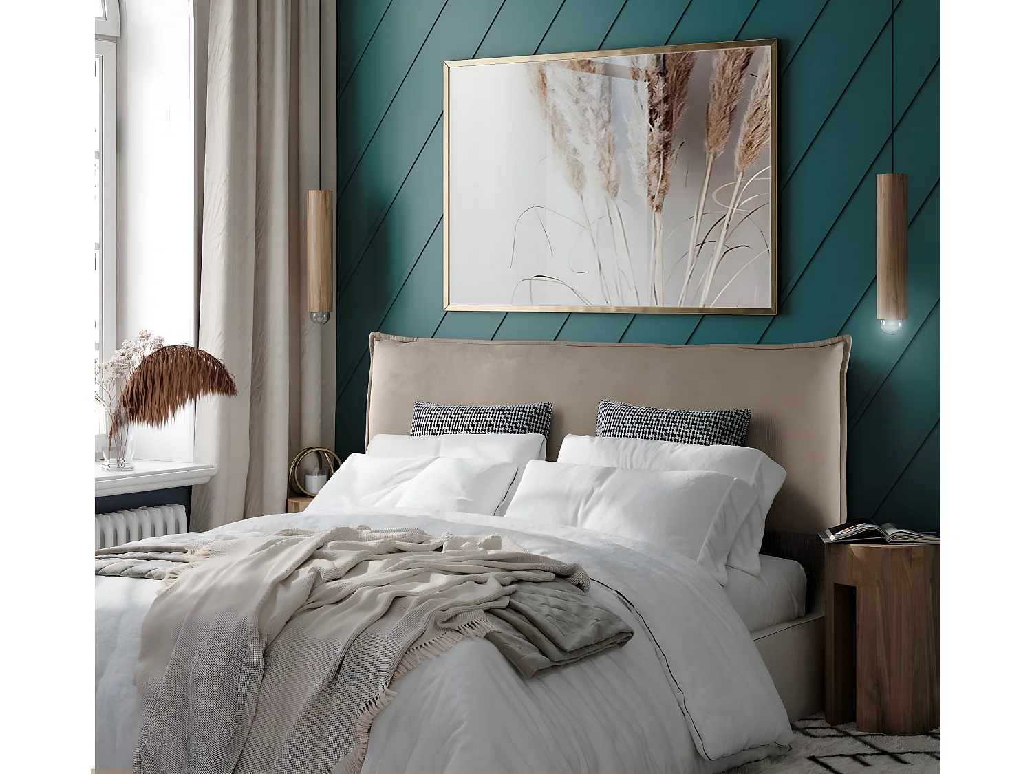 Cabecero de Cama 150 - 160x50x7 AGORA Tapizado Microfibra AquaClean Color Beige