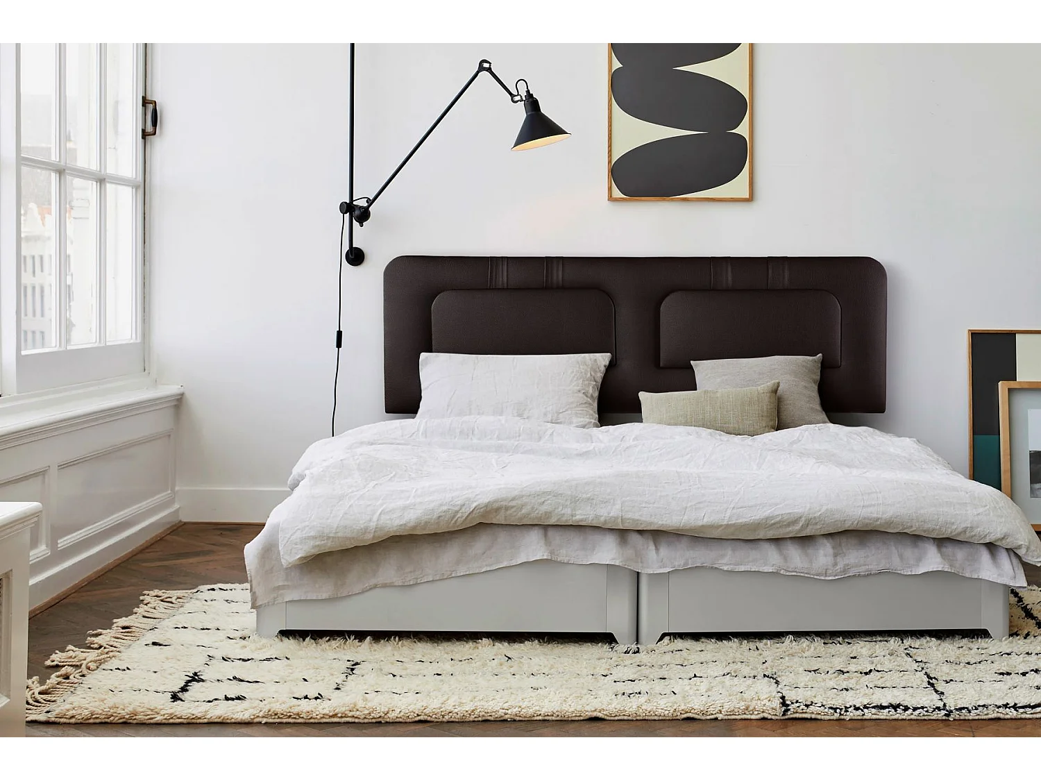 Cabecero de Cama 140 - 145x50x7 BLUME Tapizado Polipiel Color Chocolate