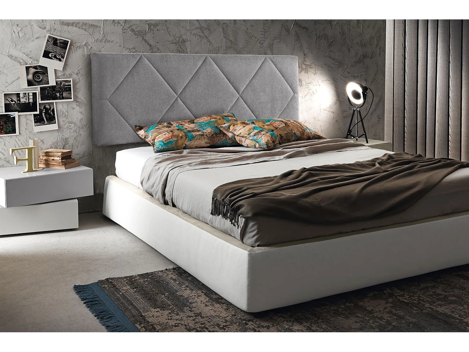 Cabecero de Cama 140 - 145x50x7 SPYGA Tapizado Microfibra AquaClean Color Gris