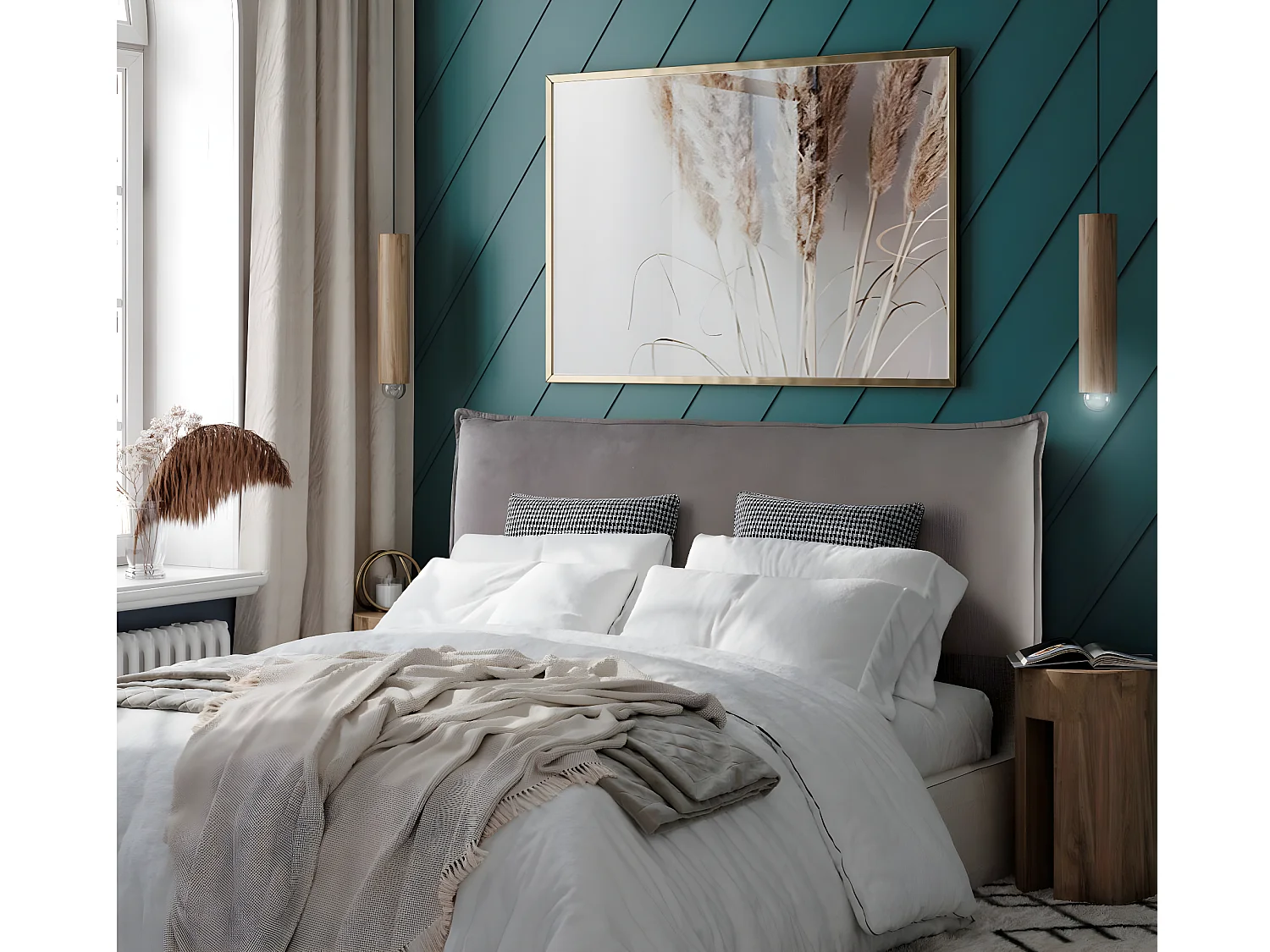 Cabecero de Cama 135 - 145x50x7 AGORA Tapizado Microfibra AquaClean Color Gris