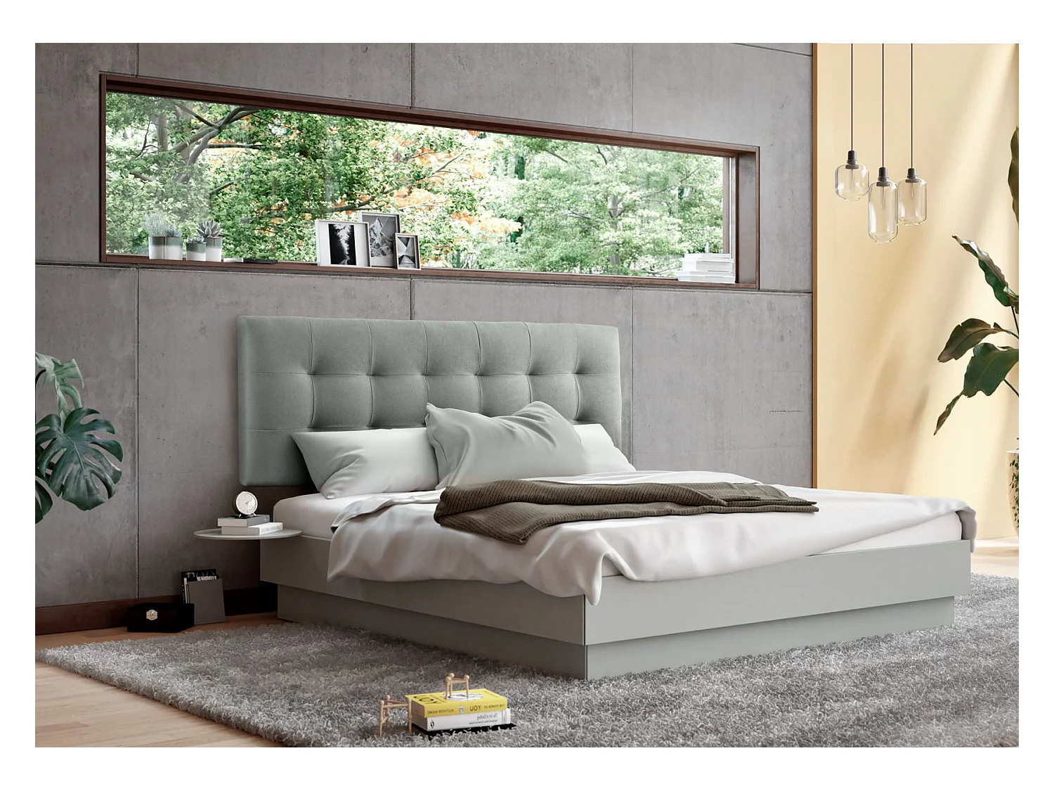 Cabecero de Cama 160 - 160x50x7 VERSALLES Tapizado Microfibra AquaClean Color Aguamarina