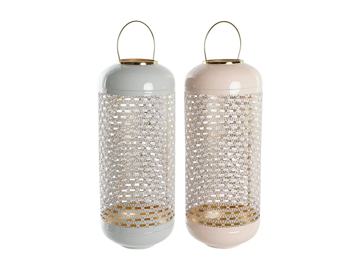 Lanterne en aluminium laqué 24x24x60 cm, design moderne, 2 modèles assortis, durable et élégant