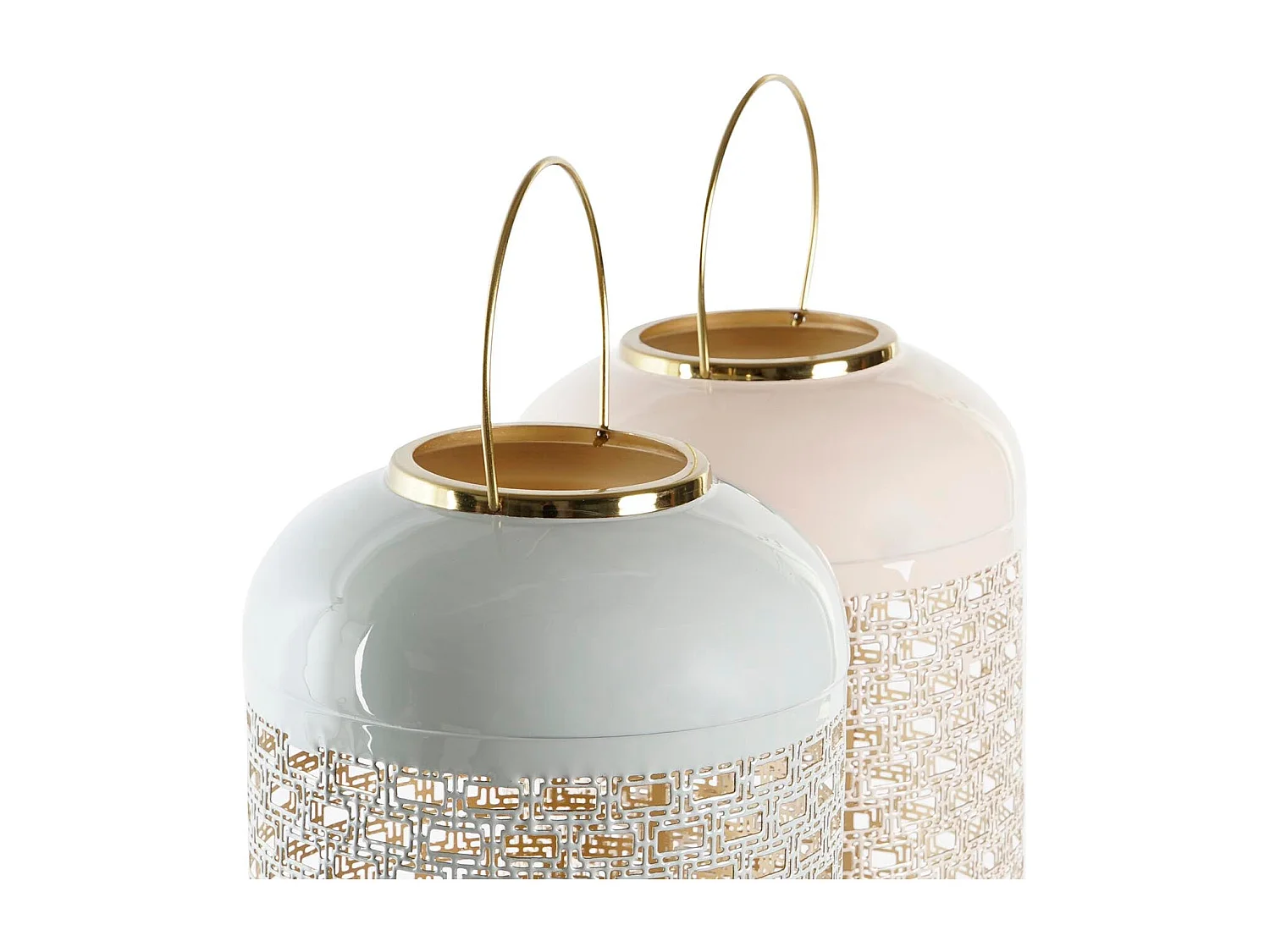 Lanterne en aluminium laqué 24x24x60 cm, design moderne, 2 modèles assortis, durable et élégant