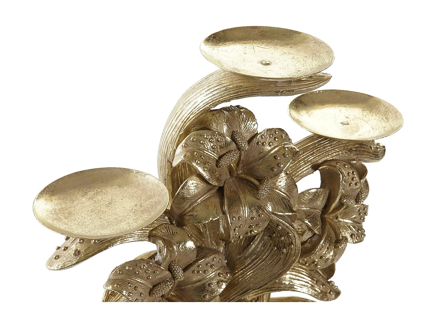 PORTAVELA RESINA 26X12X23 FLOR DORADO