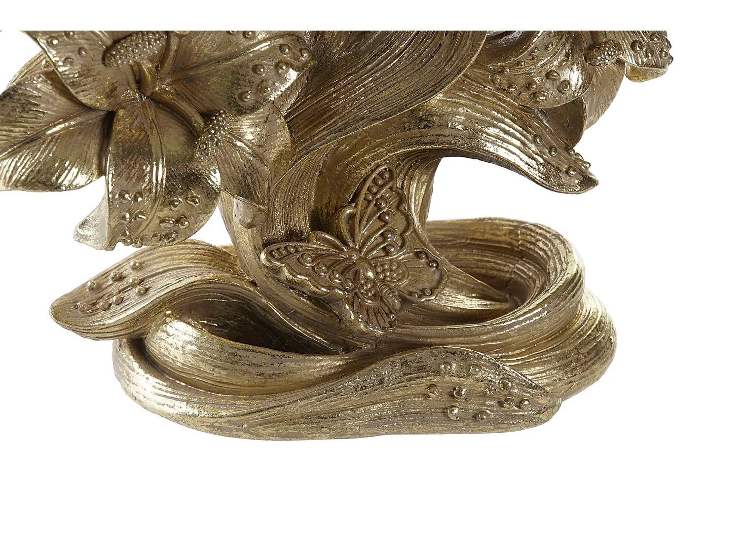 PORTAVELA RESINA 26X12X23 FLOR DORADO