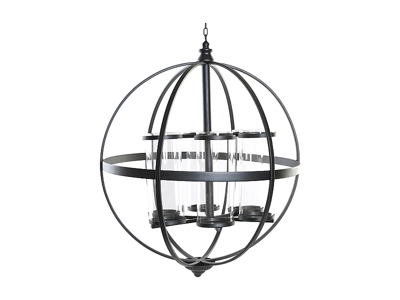 PORTAVELA METAL CRISTAL 60X60X73 NEGRO