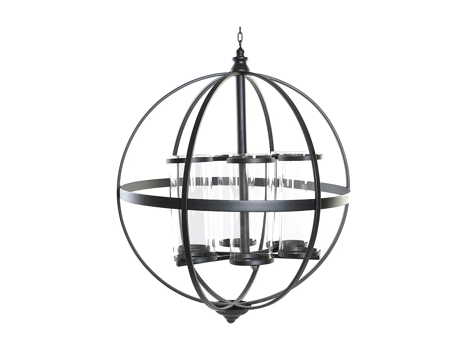 PORTAVELA METAL CRISTAL 60X60X73 NEGRO