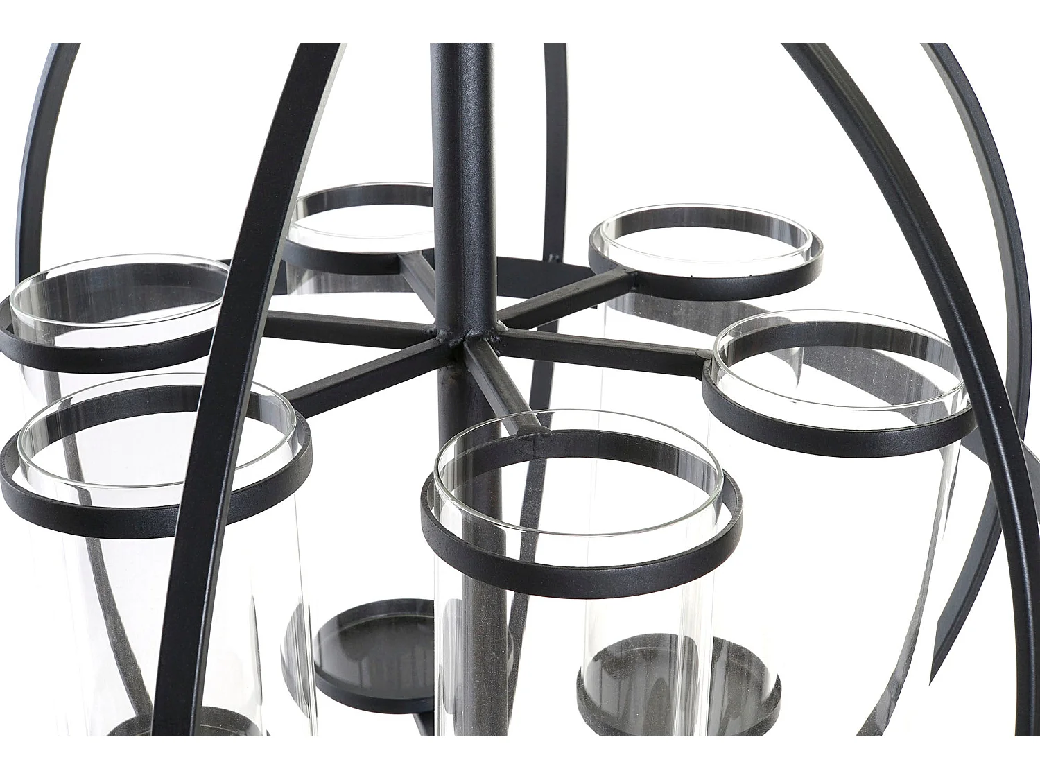 PORTAVELA METAL CRISTAL 60X60X73 NEGRO