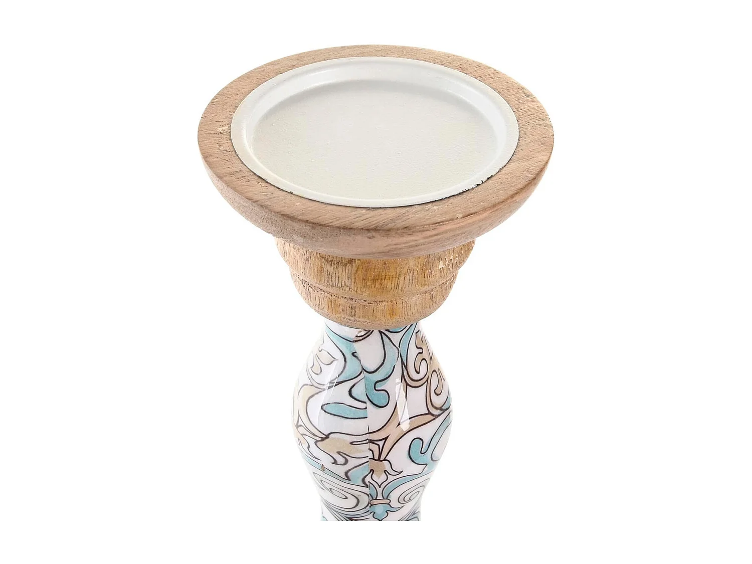 Zestaw 2 świeczników z drewna mango i brązowego metalu 17x17x52,5 cm - Styl rustykalny i nowoczesny