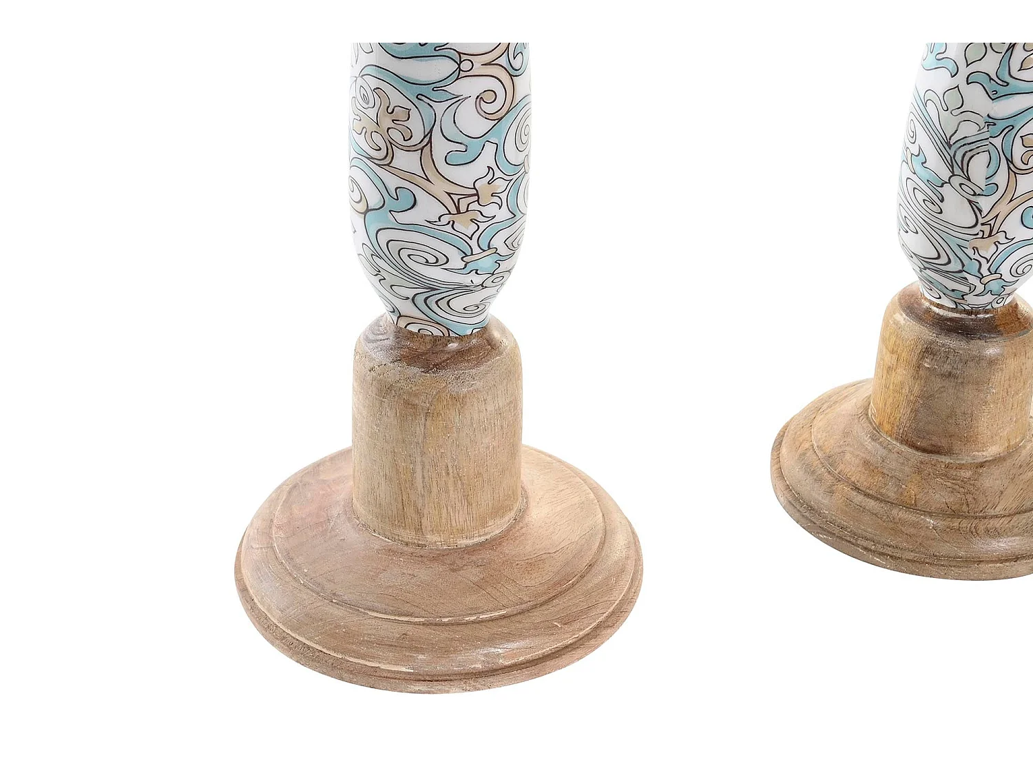 Set de 2 bougeoirs en Manguier et Métal Marron 17x17x52,5 cm - Style Rustique et Moderne