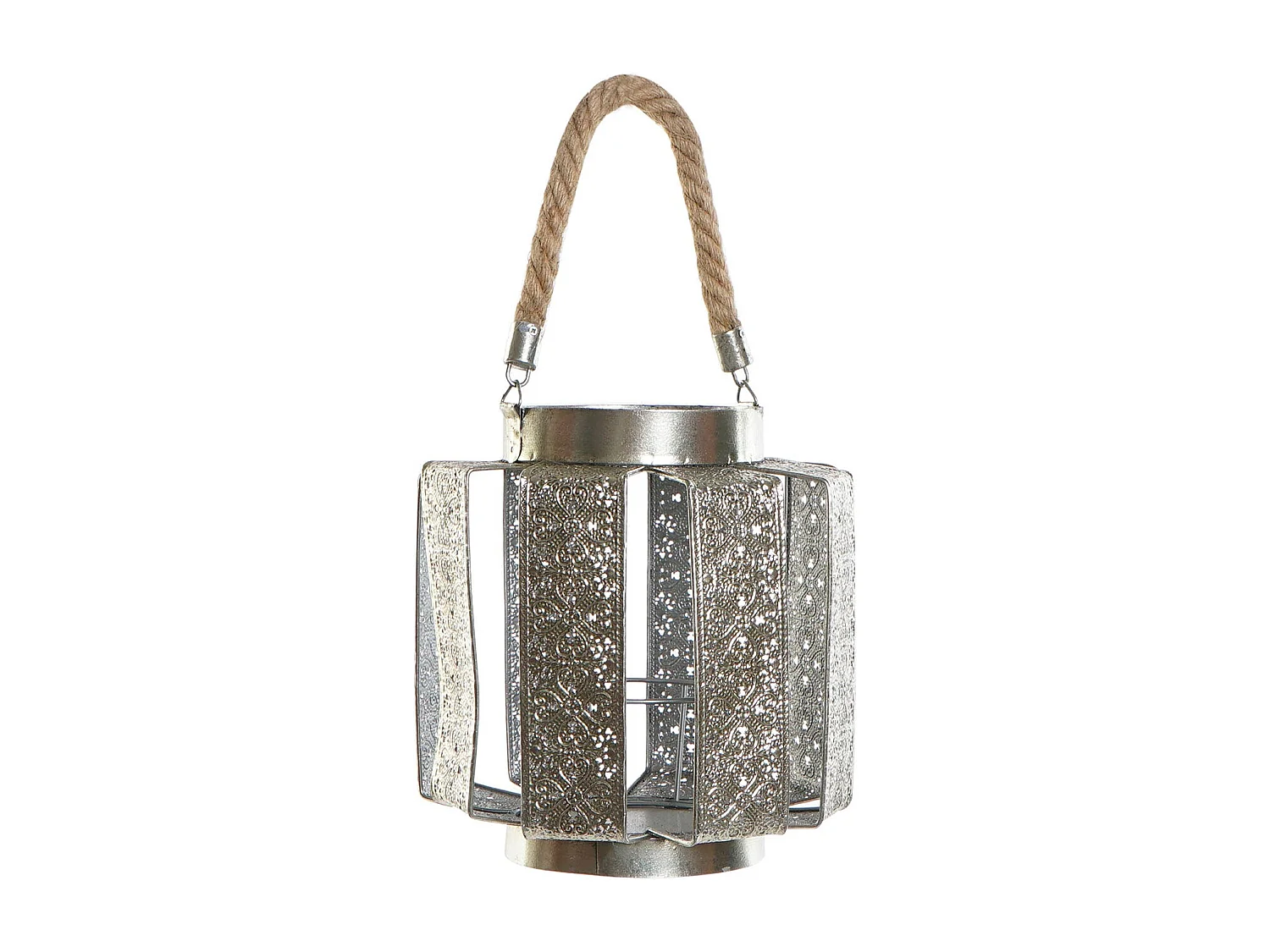 PORTAVELA METAL CUERDA 21X21X23 PLATEADO