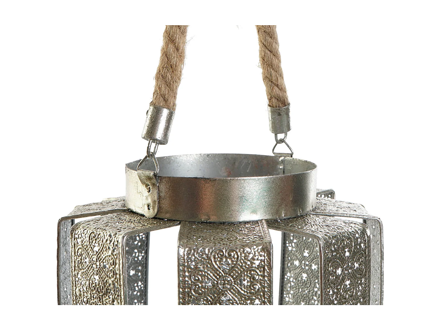 PORTAVELA METAL CUERDA 21X21X23 PLATEADO