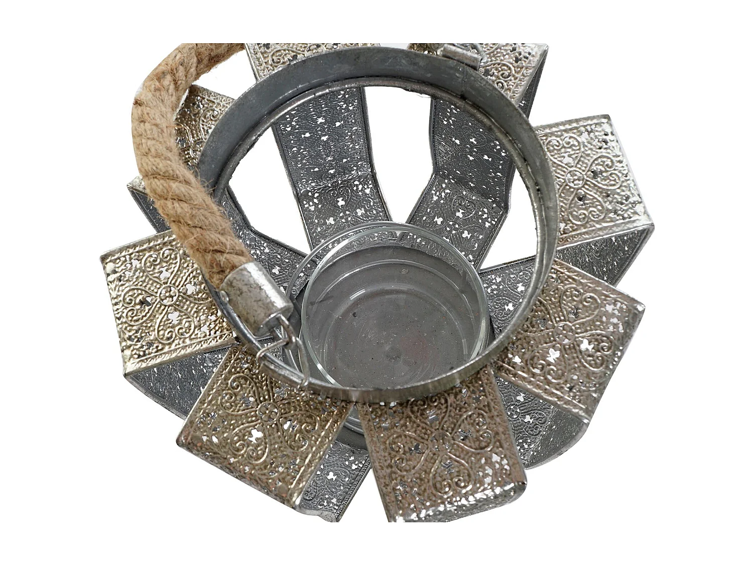 PORTAVELA METAL CUERDA 21X21X23 PLATEADO