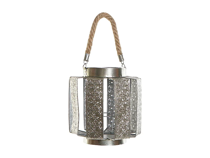 PORTAVELA METAL CUERDA 21X21X23 PLATEADO