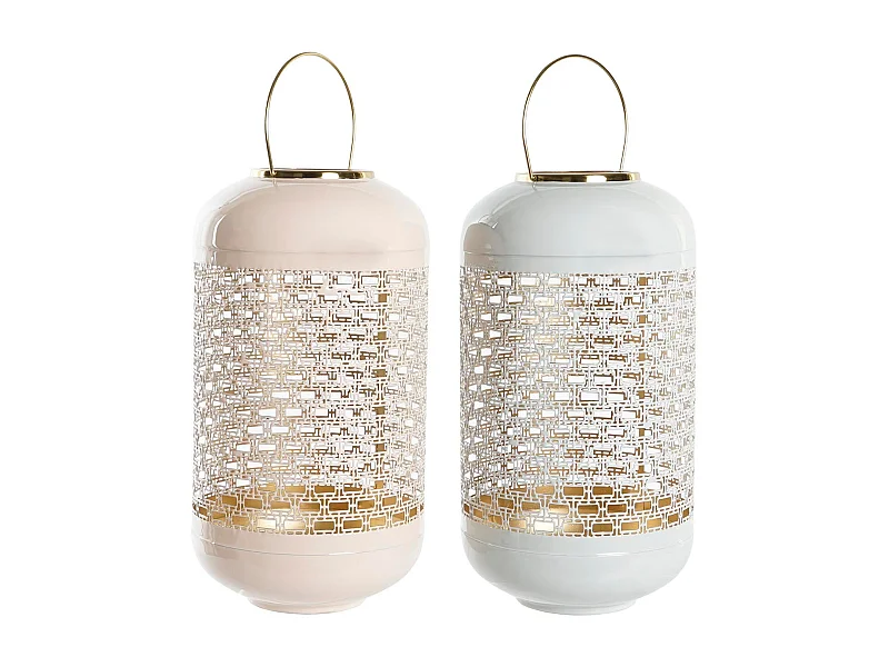 Portavelas de aluminio lacado 24x24x56 cm, diseño moderno, 2 modelos disponibles