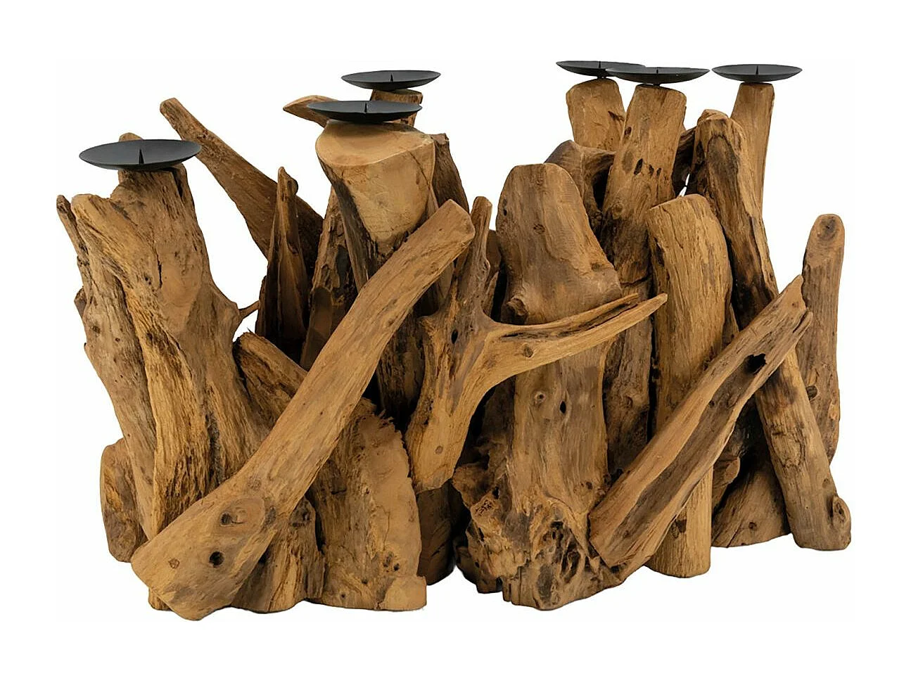 Grande porte-bougies en teck Gita