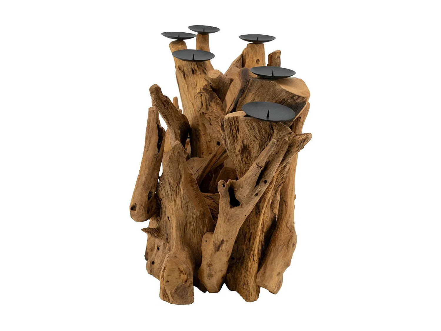 Grande porte-bougies en teck Gita