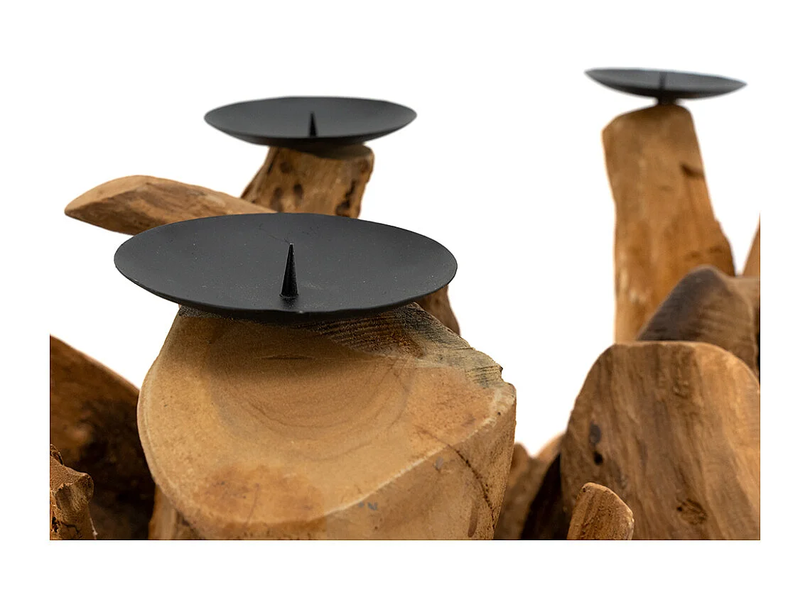 Grande porte-bougies en teck Gita