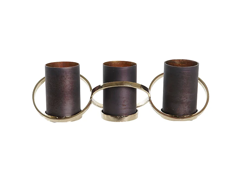 PORTAVELA CRISTAL ALUMINIO 52X15X16,5 3 VELAS GRIS