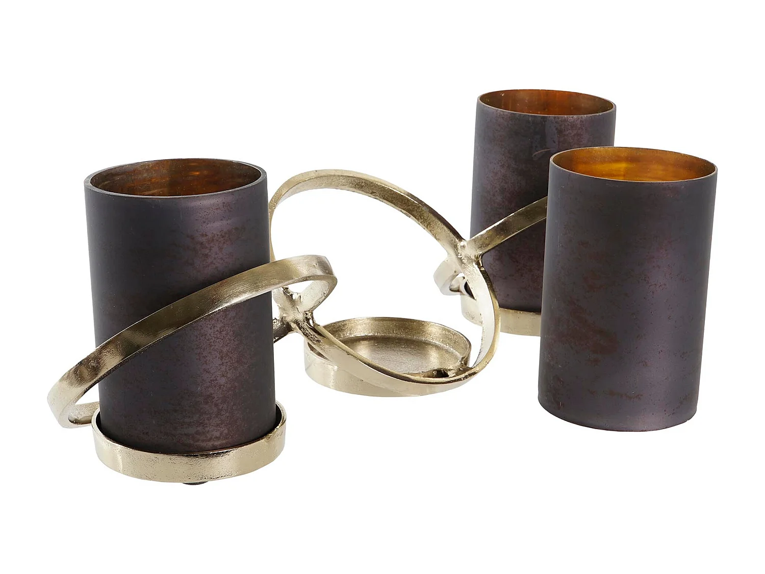 PORTAVELA CRISTAL ALUMINIO 52X15X16,5 3 VELAS GRIS