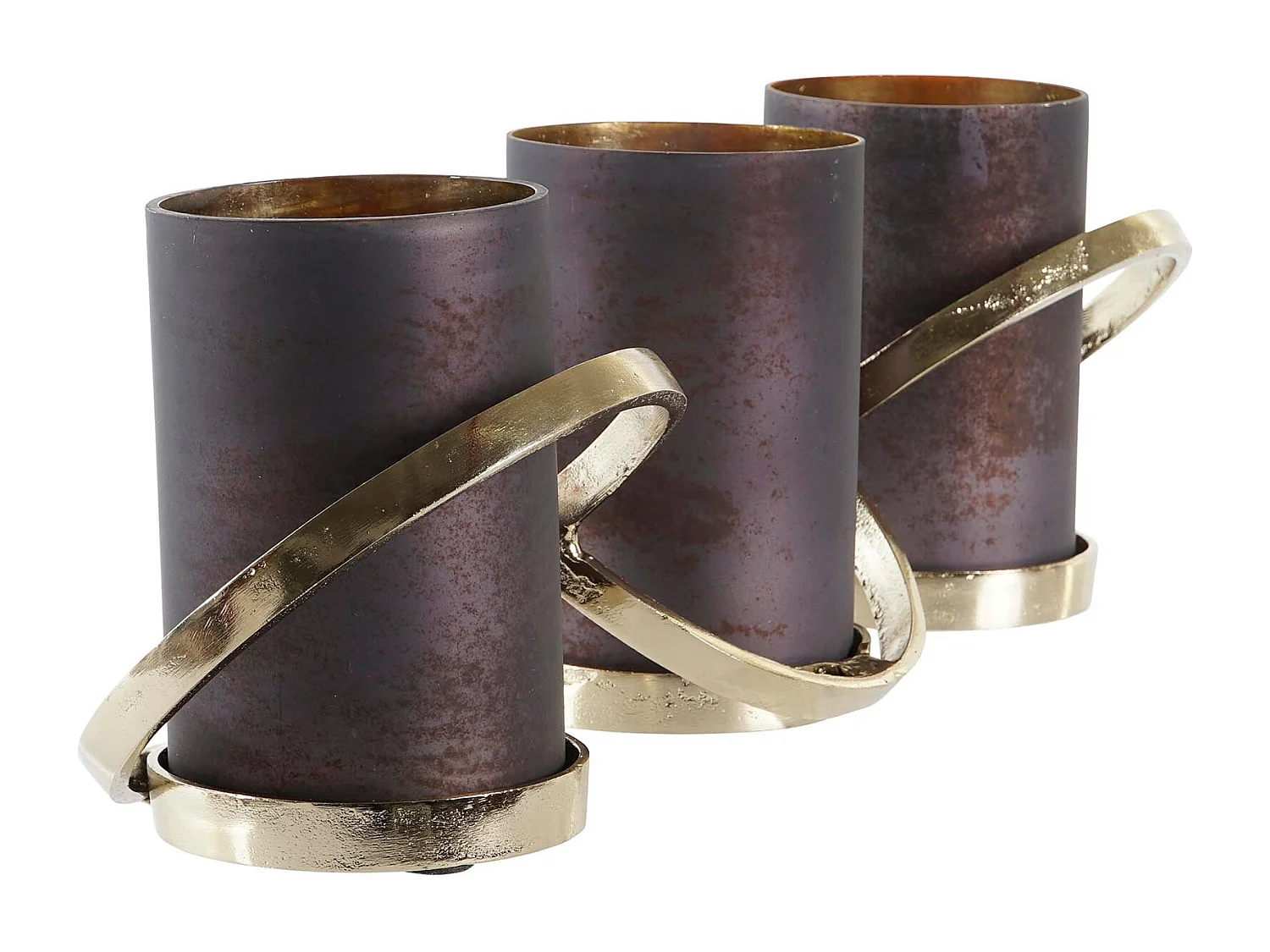 PORTAVELA CRISTAL ALUMINIO 52X15X16,5 3 VELAS GRIS