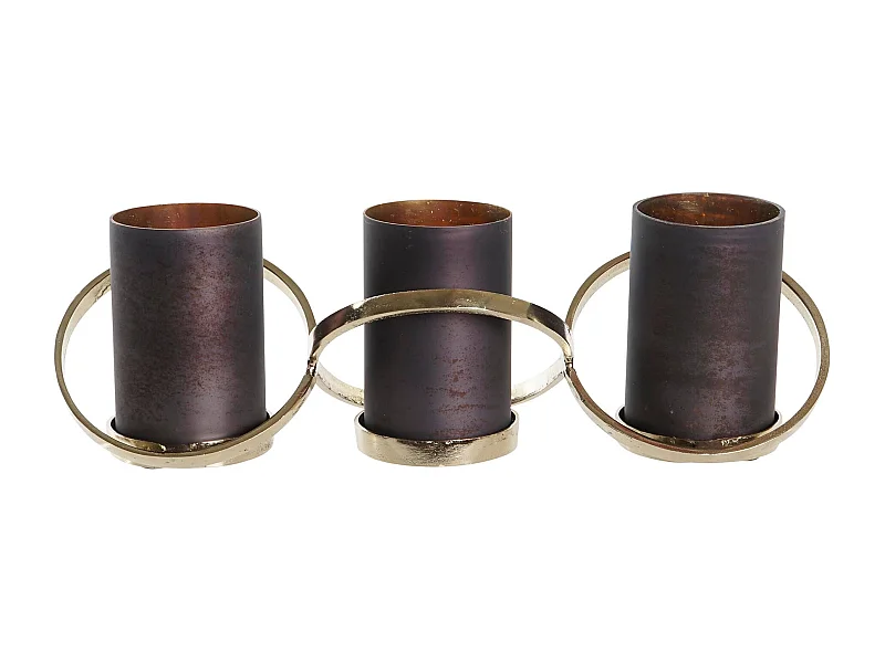 PORTAVELA CRISTAL ALUMINIO 52X15X16,5 3 VELAS GRIS