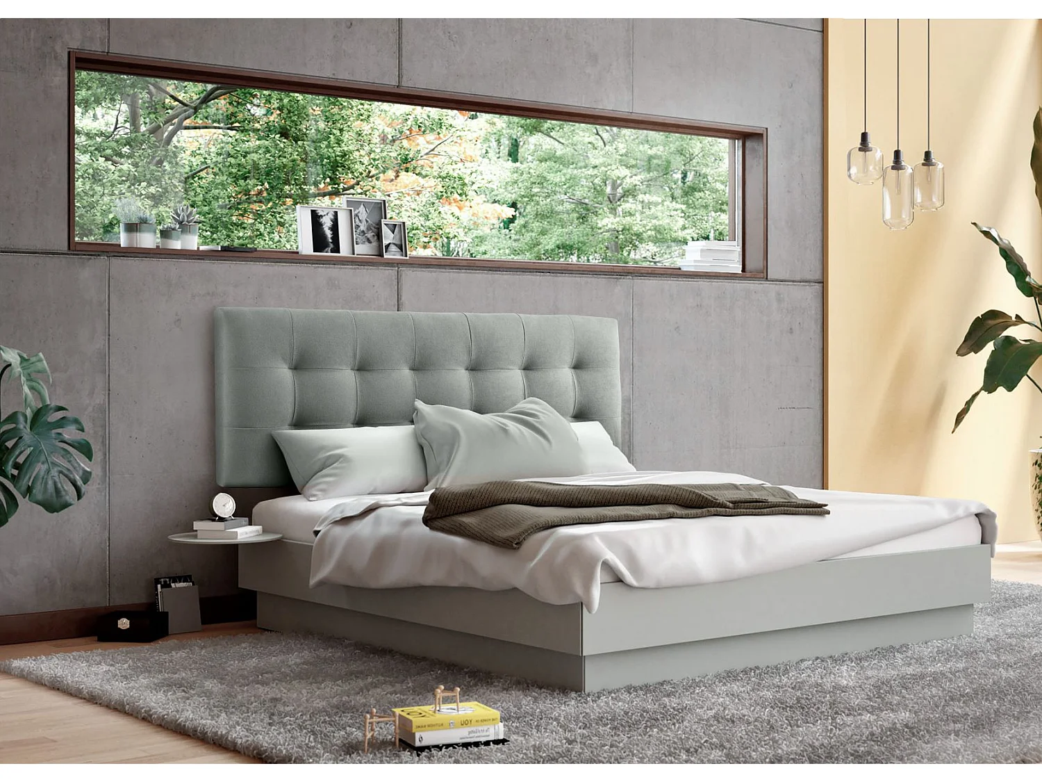 Cabecero de Cama 135 - 145x50x7 VERSALLES Tapizado Microfibra AquaClean Color Aguamarina