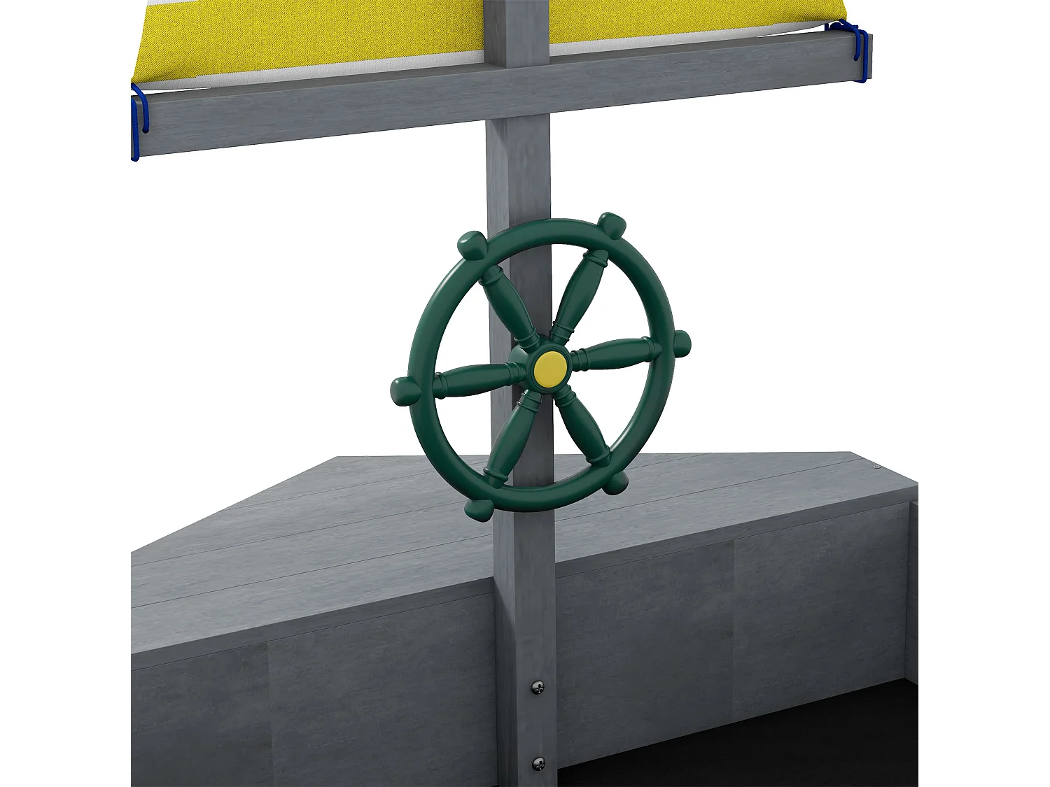 Bac à sable enfant design bateau - dim. 190L x 90l x 138H cm - voile, gouvernail - bois gris