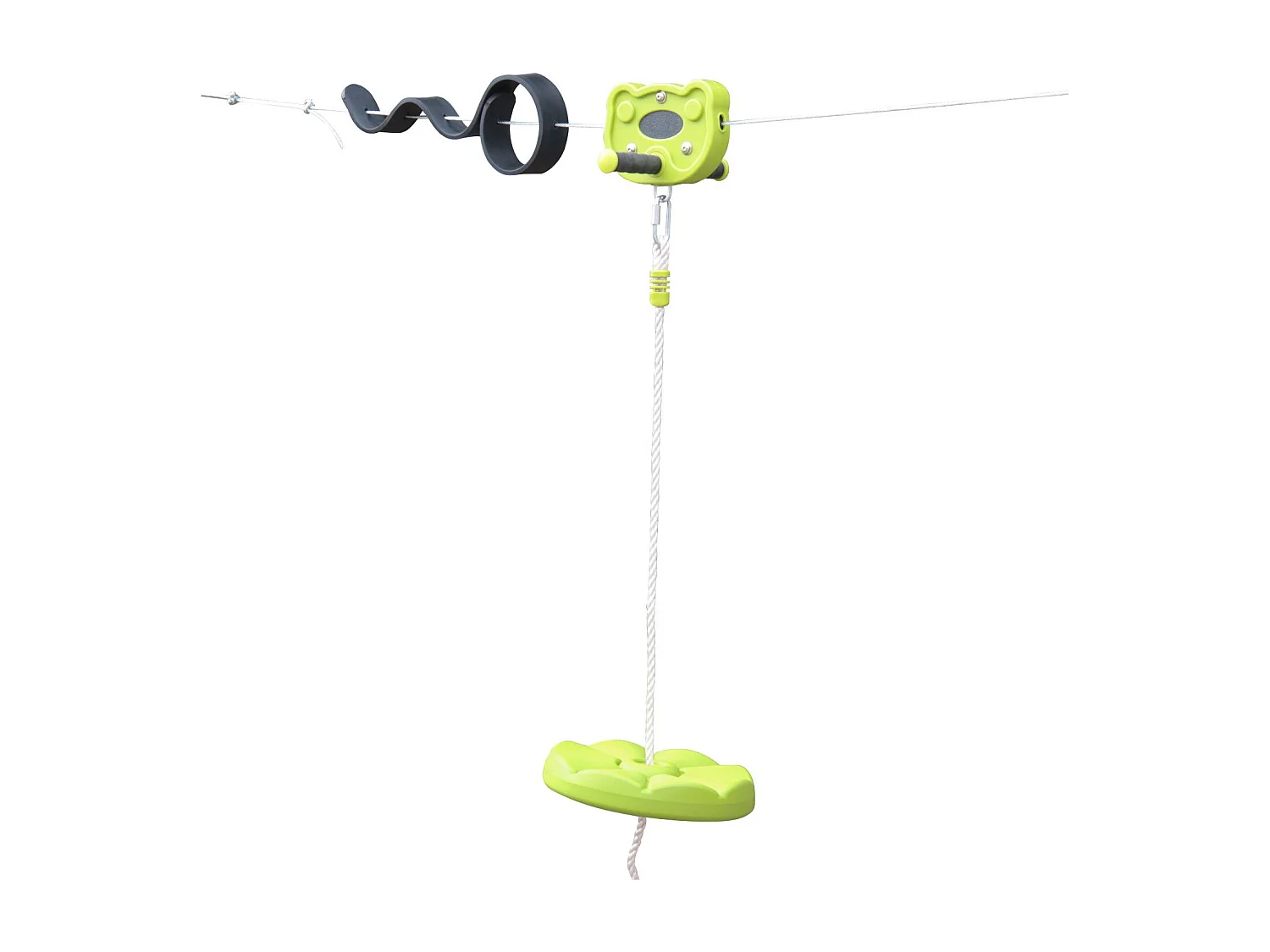 Tirolina para niños con columpio de 30m verde