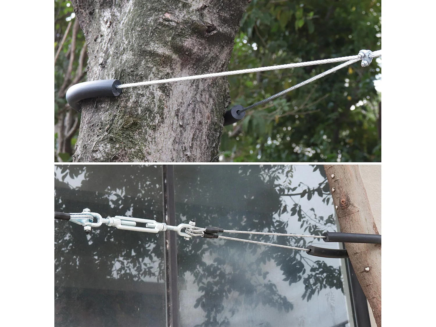 Tirolina para niños con columpio de 30m verde