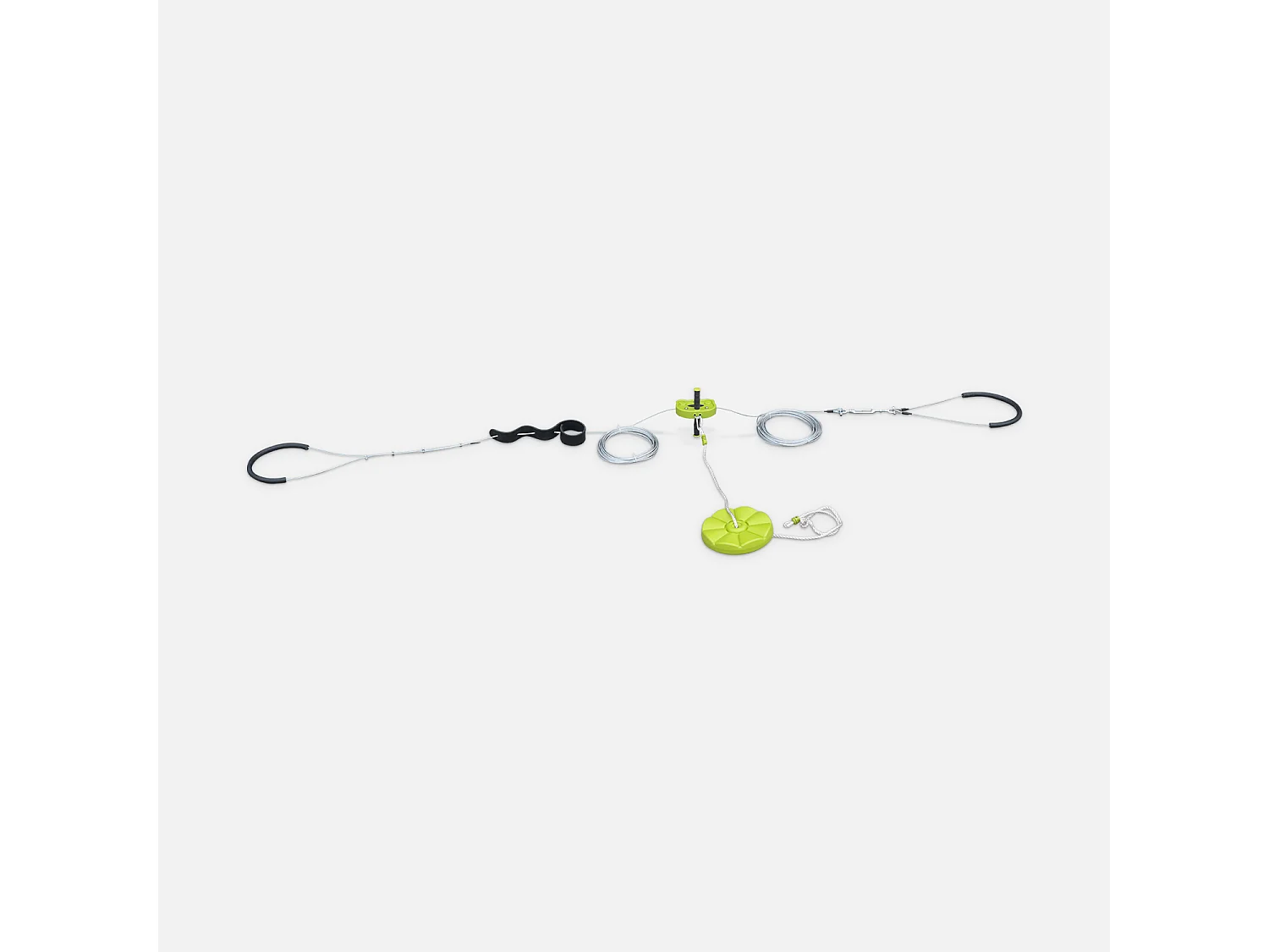 Tirolina para niños con columpio de 30m verde