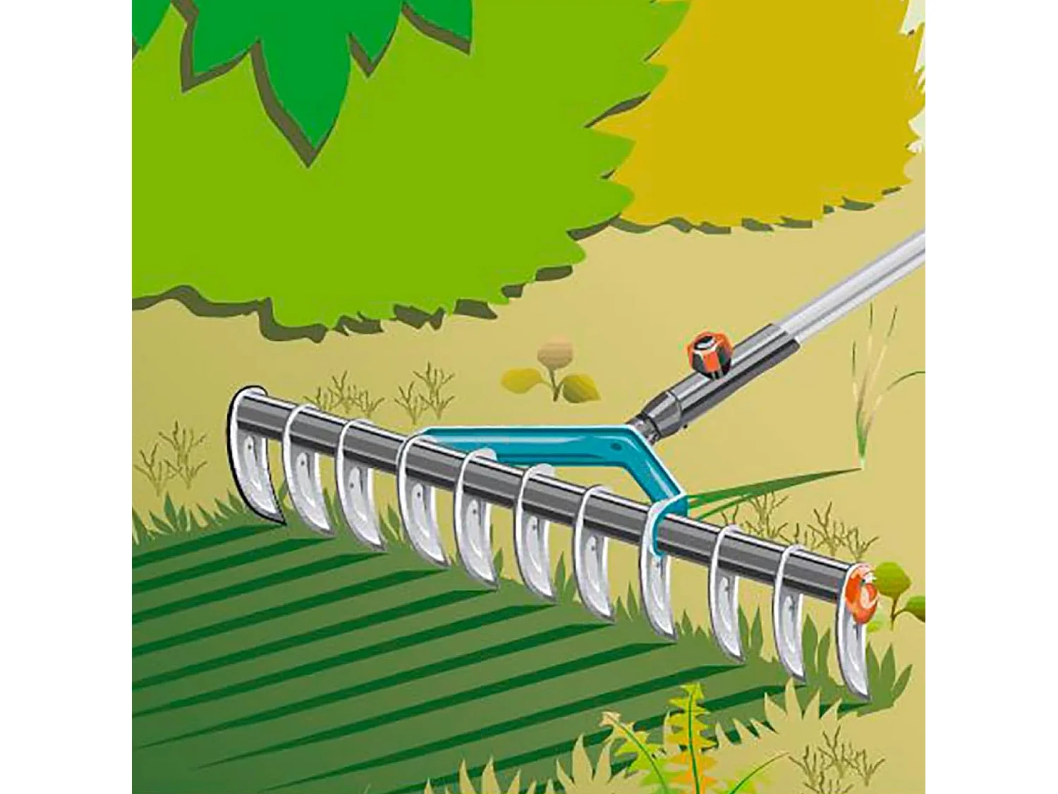 Rastrello Arieggiatore Prato Multiuso Gardena Combisystem 36,5x20,5x9,5 cm Protezione Anticorrosione