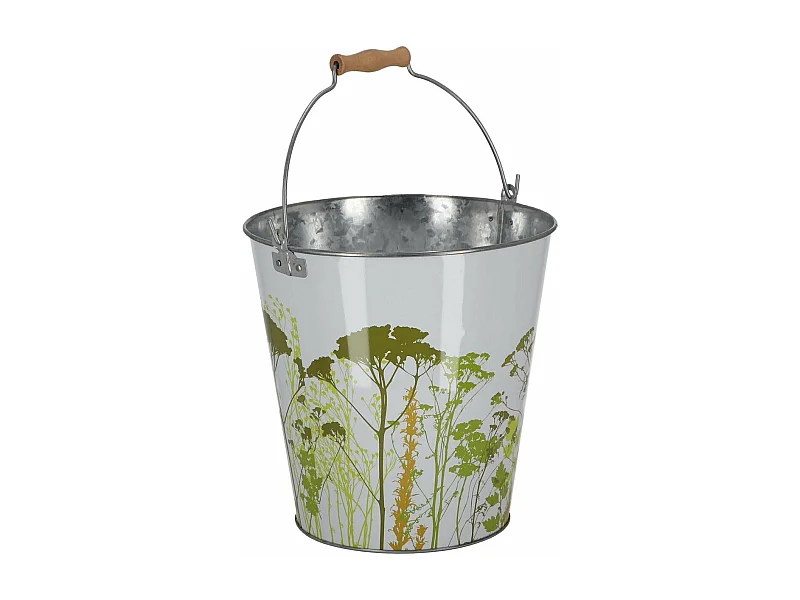 Seau en métal avec décor Herbe 9 litres